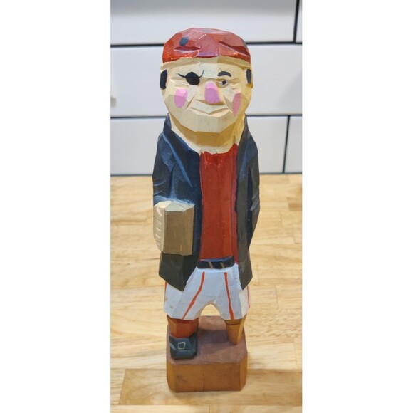 Vintage 12" Wooden Pirate Fisherman Peg Leg Nautical Figure-Cute - Picture 1 of 8